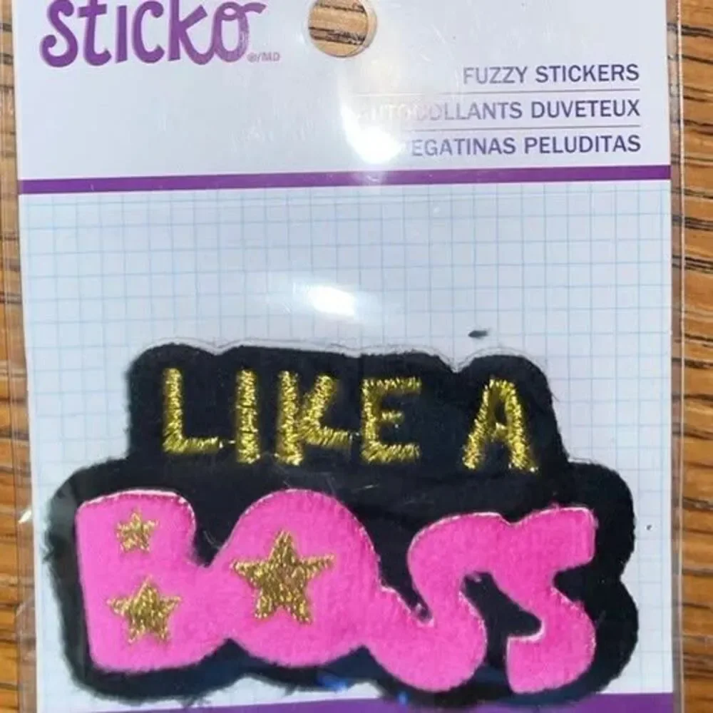 American Crafts Sticko Stickers Fuzzy “Like A Boss” Pink 3D Scrapbook Embellishm